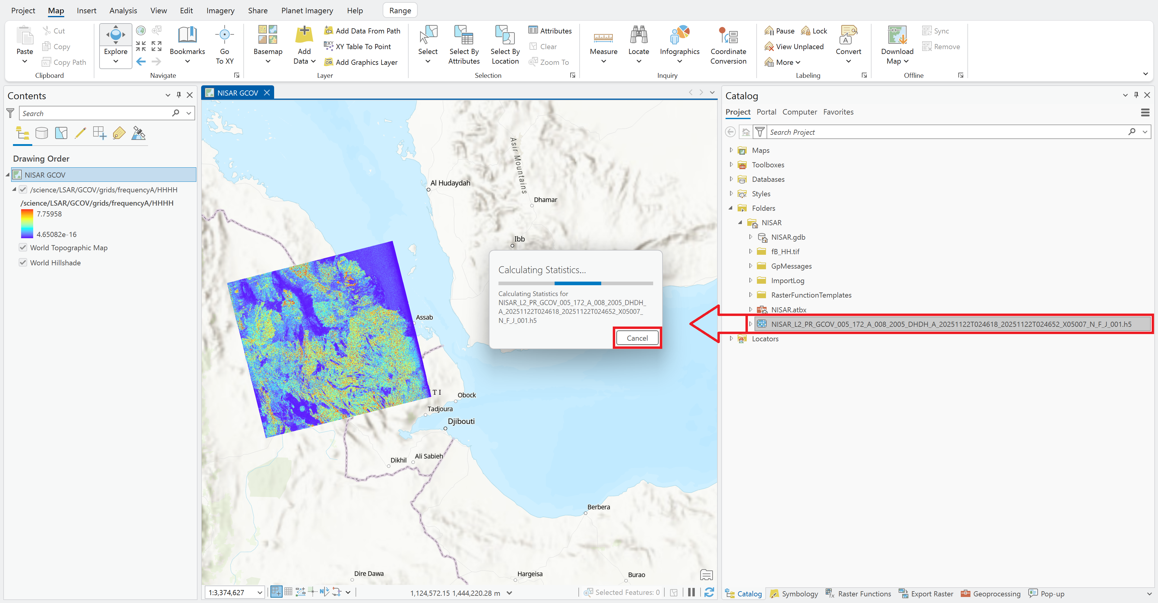 Screenshot demonstrating drag-and-drop capabilities in ArcGIS Pro