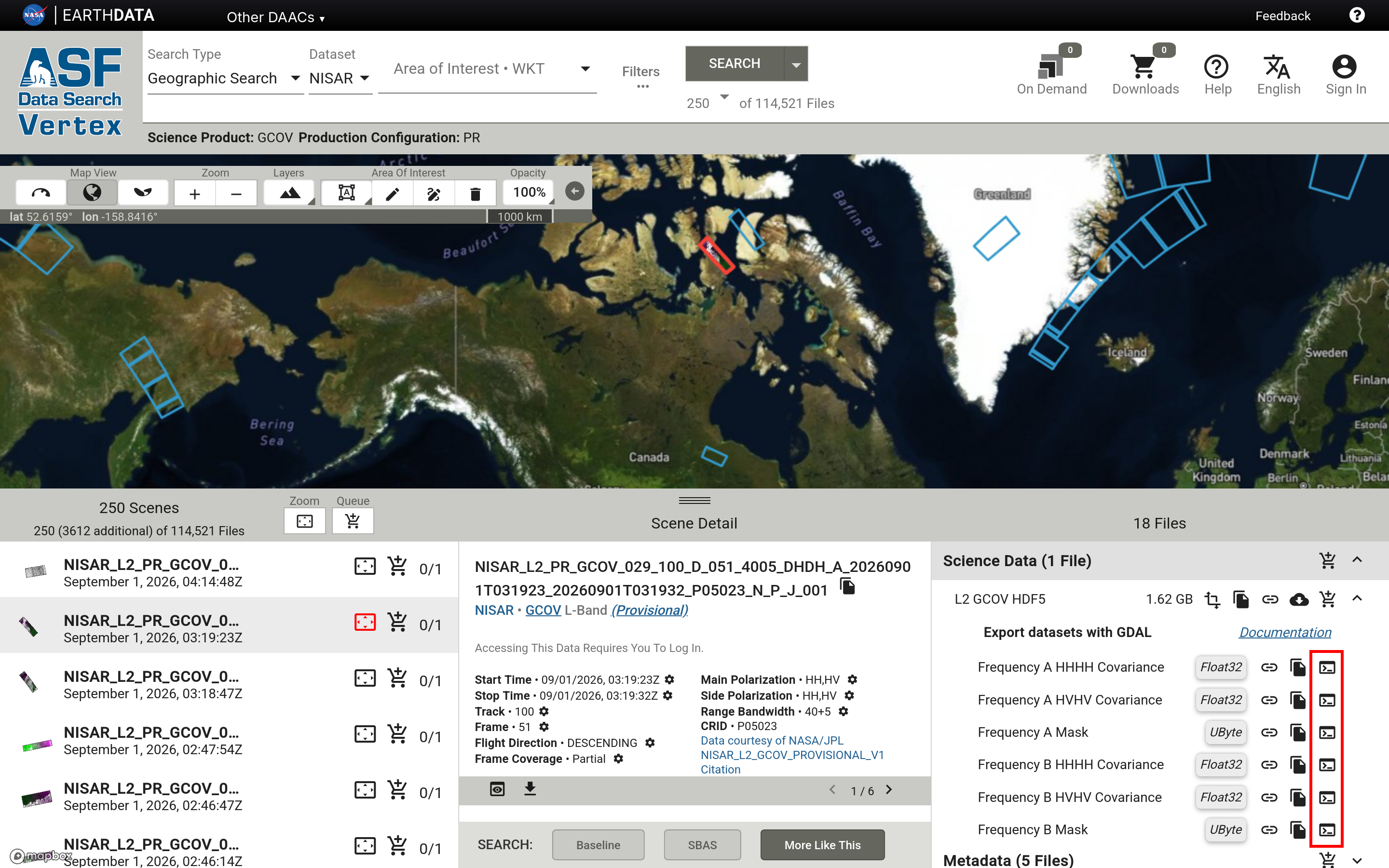 Screenshot displaying the GDAL snippet dropdown.